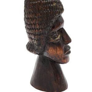 Vintage African Figurine Hand Carved Wooden Sculpture Statue Bust 8" Tall